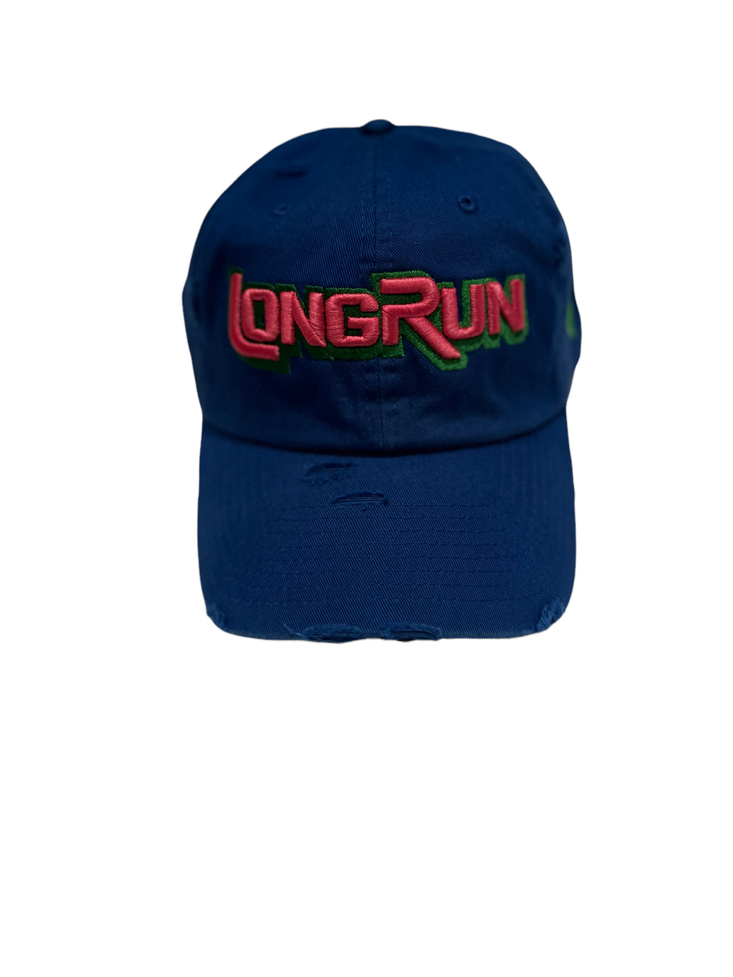 Royal blue pink & green longrun PL dad hat