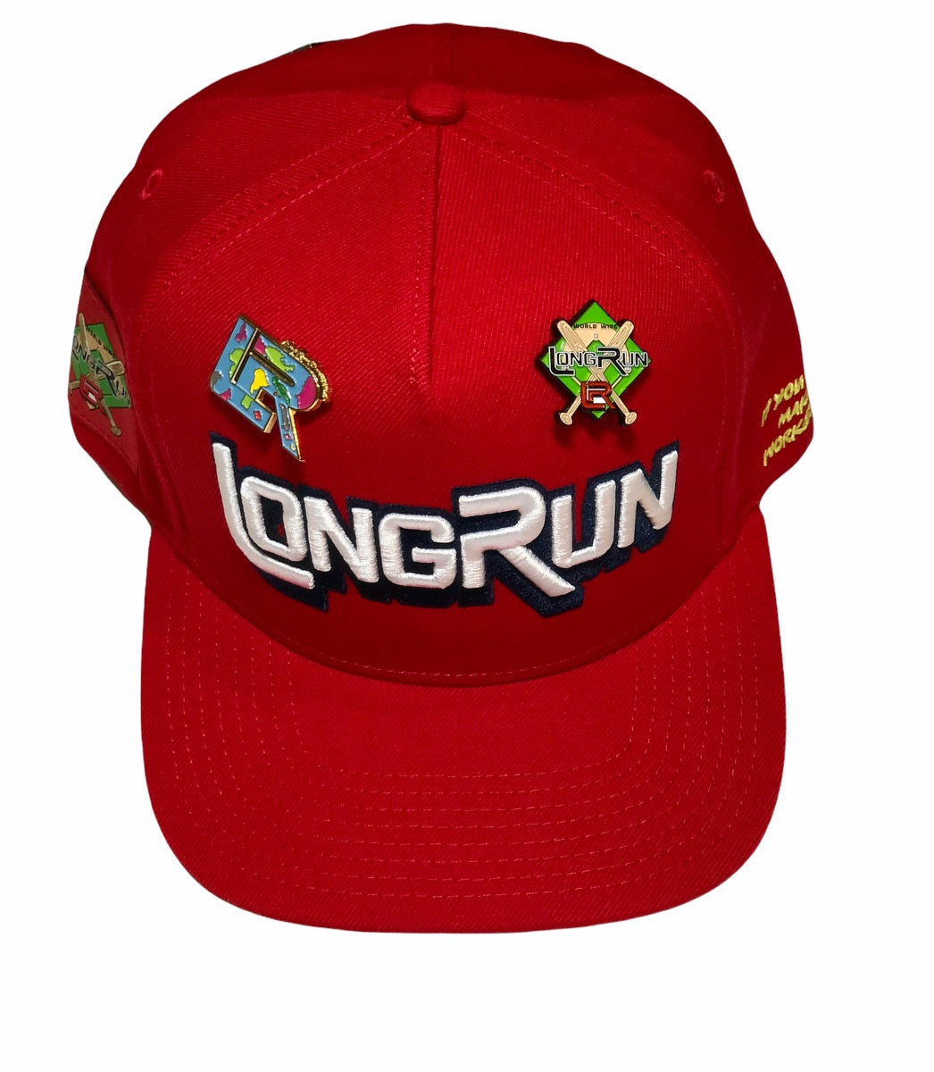 Red Long Run Snapback Hat