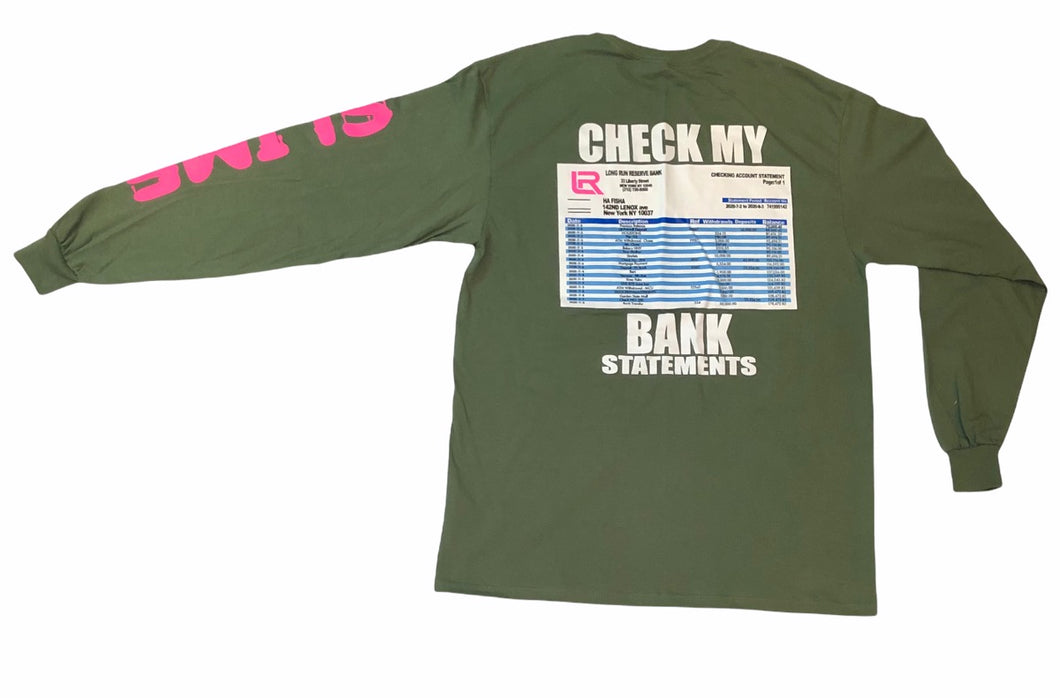 Olive LongRun Long Sleeve Bank Statement T-Shirt