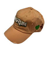 Load image into Gallery viewer, Peach white &amp; olive green PL longrun Dad hat
